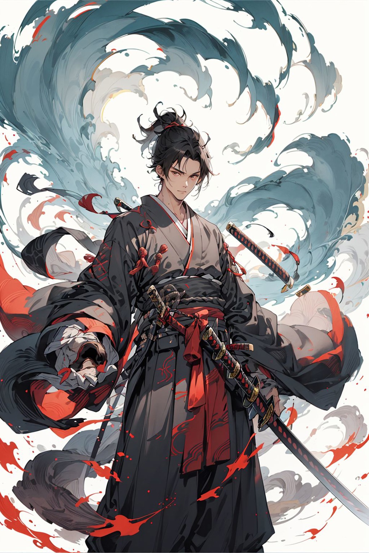 ,weapon, 1boy, male focus, sword, solo, japanese clothes, holding, holding weapon, katana, holding sword, sheath, , , long...